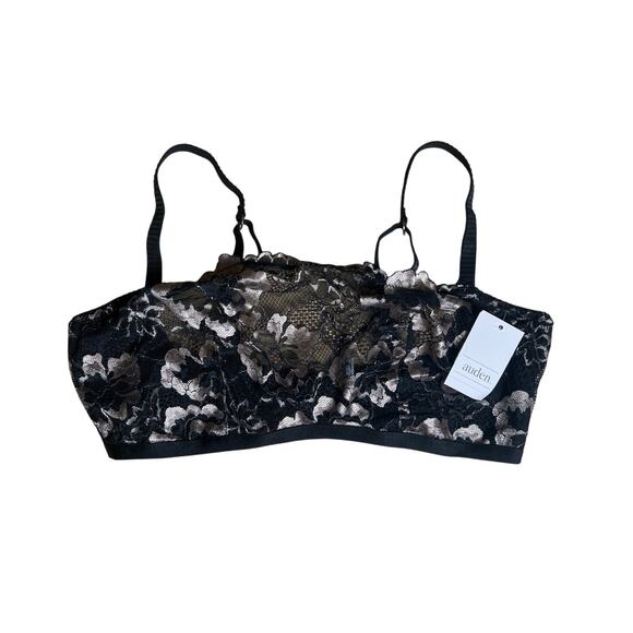 NWT Auden Women's Bra Bralette Lace Black Mesh Size L - Picture 1 of 6
